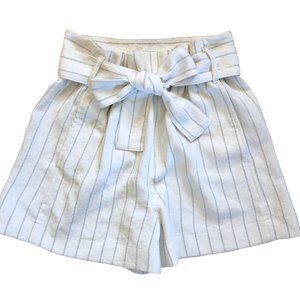 EUC Aritzia Wilfred Women Paperbag Shorts Size 4 Pull On Belted Pinstripes